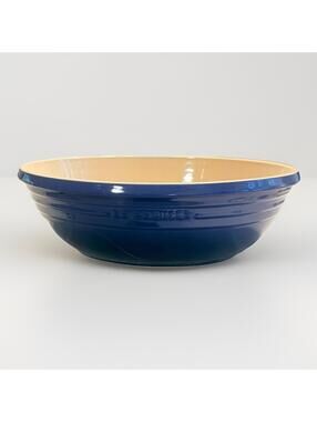 Le Creuset ~ Large Oval Serving Bowl ~ 3.6 QT / 3.4 L Cobalt Blue Stoneware (a2)